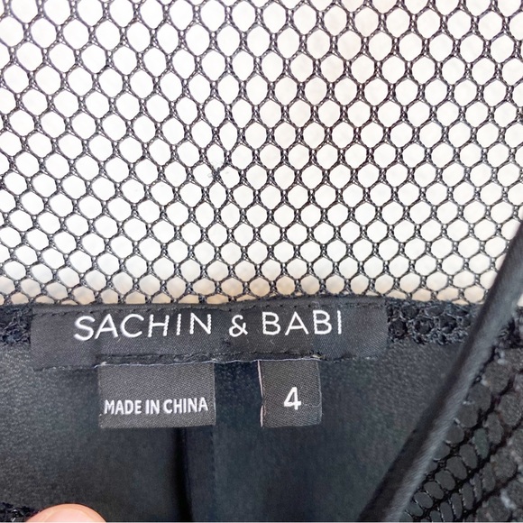 Sachin + Babi | Black Embroidered Mesh Abstract Ikat Top - Picture 5 of 9